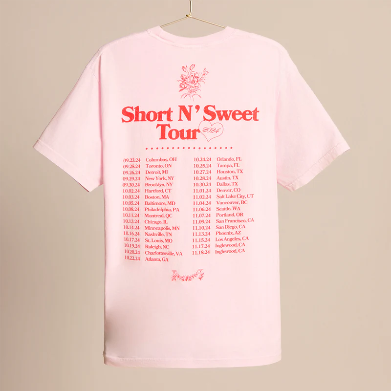 Short n' Sweet Tour Makes You Wanna Fall In Love Tee Sabrina Carpenter Official Store