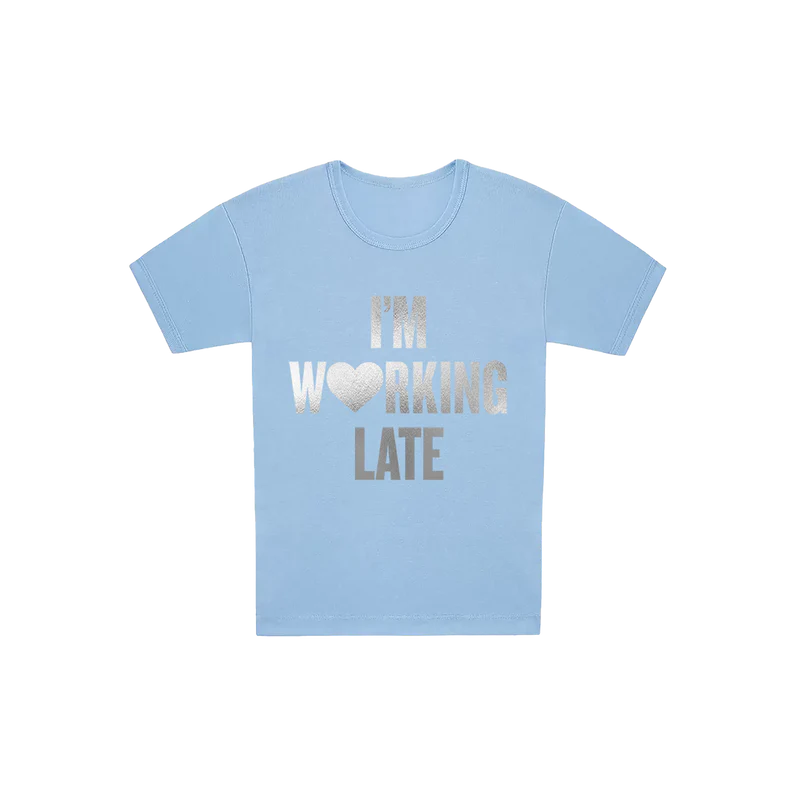 Working Late Silver Foil Graphic T-Shirt Sabrina Carpenter Official Store